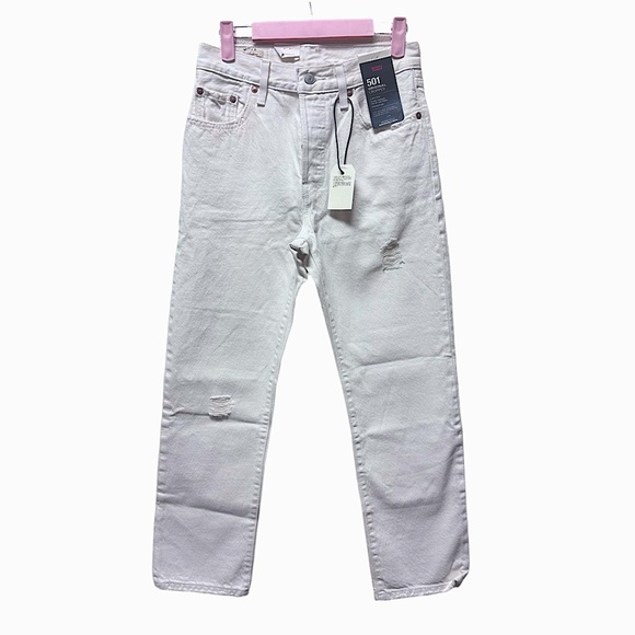 NWT Levi’s Cream Colored Original Cropped Straight Leg Jeans - Sz 26 - Picture 4 of 9